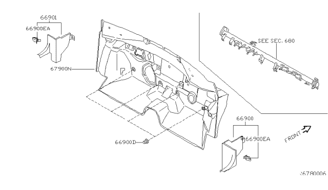 2006 Nissan Altima Insulator-Dash Lower Diagram for 67900-ZB000