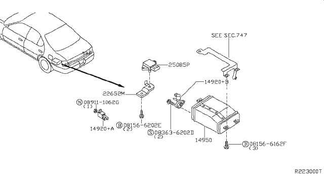 2004 Nissan Altima CANISTER Assembly-EVAPORATION Diagram for 14950-9J300