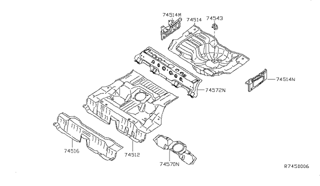 2002 Nissan Altima Floor-Rear,Rear Side LH Diagram for 74533-8J030