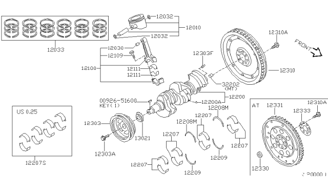 2006 Nissan Altima Piston,Crankshaft & Flywheel Diagram 1