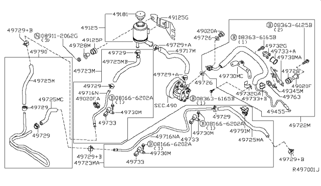 2006 Nissan Altima Bracket-Tube Diagram for 49730-8J000