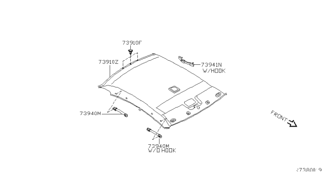 2004 Nissan Altima Roof Trimming Diagram 1