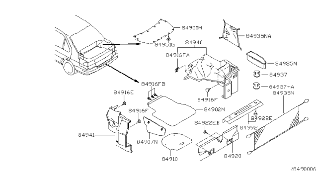 2005 Nissan Altima Finisher-Trunk Lid Diagram for 84966-8J000