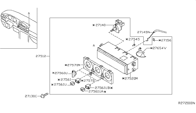 2004 Nissan Altima Finisher Assy-Control Diagram for 27570-8J500