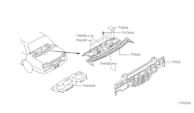 2003 Nissan Altima Insulator-Parcel Shelf Diagram for 79492-8J000