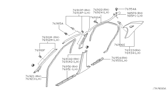 2004 Nissan Altima Plate-Kicking,Front RH Diagram for 76951-8J001