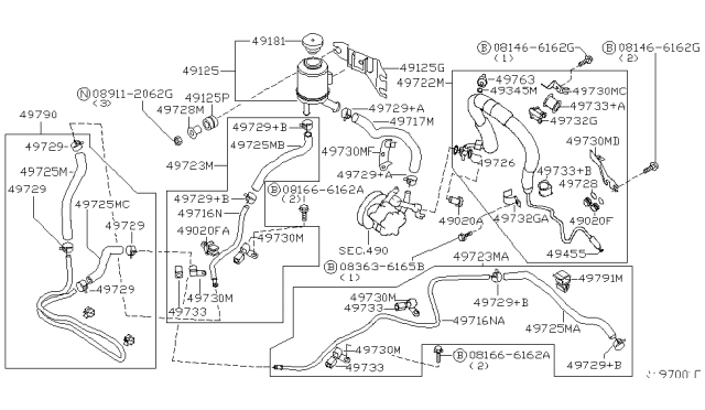 2004 Nissan Altima Bracket-Tube Diagram for 49730-31U02