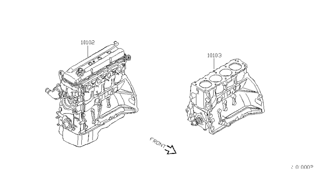 2006 Nissan Altima Engine Assy-Bare Diagram for 10102-8Y0V0