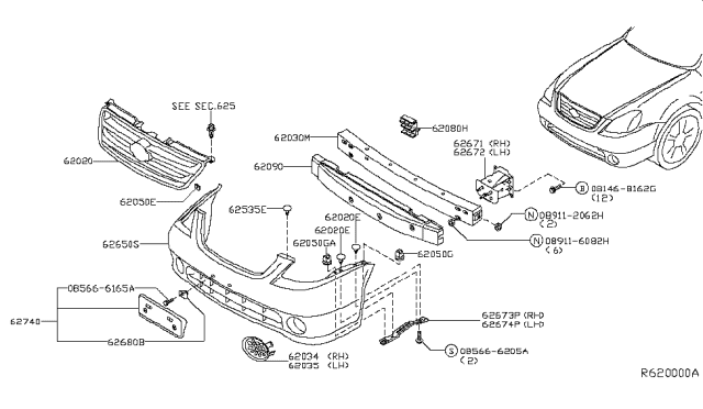 2004 Nissan Altima Front Bumper Diagram 2