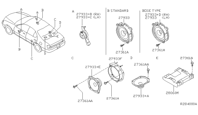 2003 Nissan Altima Speaker Unit Diagram for 28157-8J210