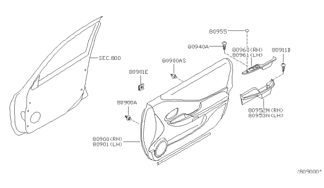 2002 Nissan Altima Grommet-Screw Diagram for 01281-00453