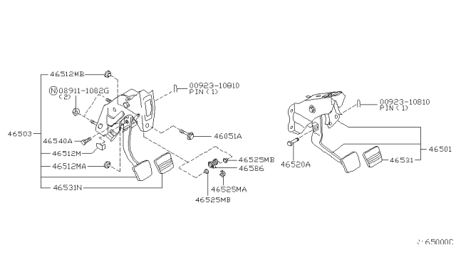 2003 Nissan Altima Brake & Clutch Pedal Diagram 1