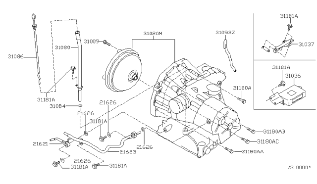 2002 Nissan Altima Control Unit-Shift Diagram for 31036-8J000