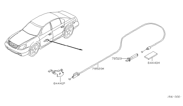 2003 Nissan Altima Handle Assembly-Fuel Lid Opener Diagram for 84610-8J000