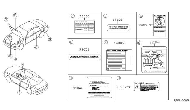 2002 Nissan Altima Label-Vacuum Piping Diagram for 22304-3Z000