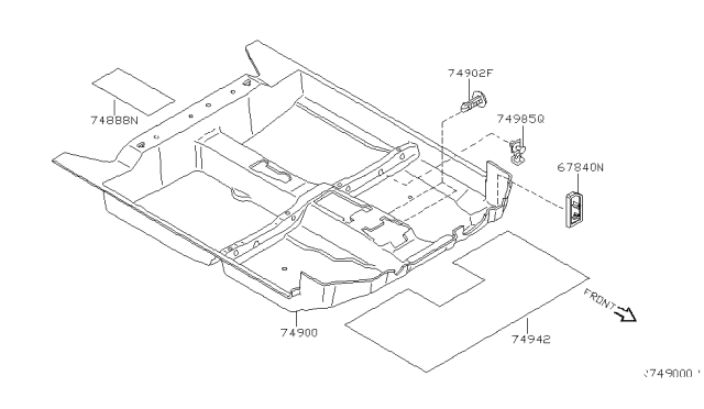 2006 Nissan Altima INSULATOR-Floor Center Diagram for 74855-ZB000