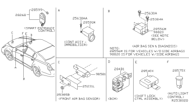 2006 Nissan Altima Switch Assembly Remote Diagram for 28268-C991A