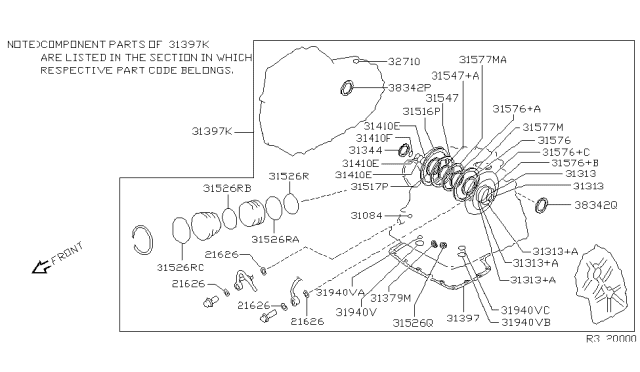 2003 Nissan Altima Gasket & Seal Kit-Auto Transmission Diagram for 31397-85X25