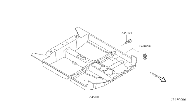 2003 Nissan Altima Carpet Assy-Floor Diagram for 74902-8J002