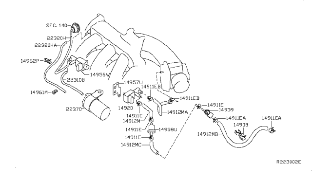 2003 Nissan Altima Hose-EVAP Control Diagram for 14912-8J001