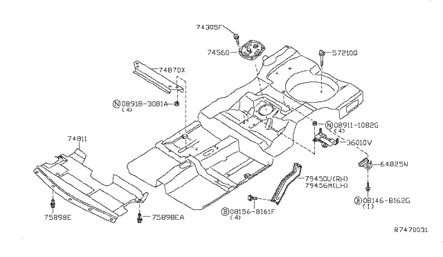 2003 Nissan Altima Cover-Engine,Lower Diagram for 75890-8J000