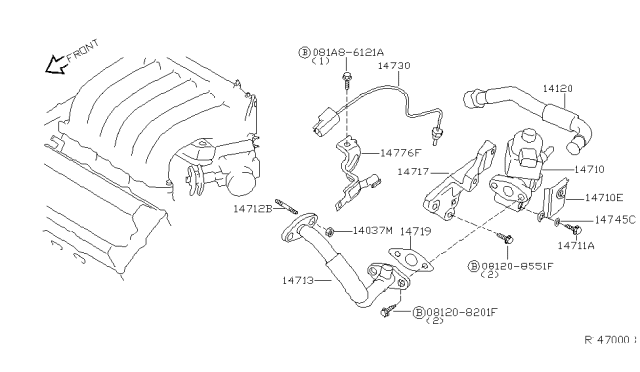 2004 Nissan Altima EGR Parts Diagram