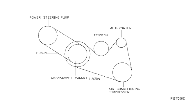 2003 Nissan Altima Fan,Compressor & Power Steering Belt Diagram 2