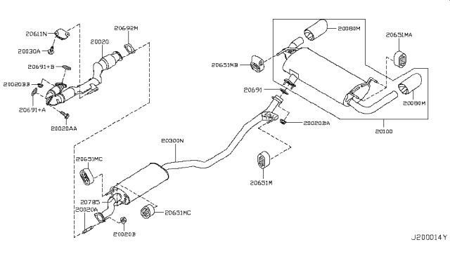 2009 Nissan Murano Exhaust Tube & Muffler Diagram 1