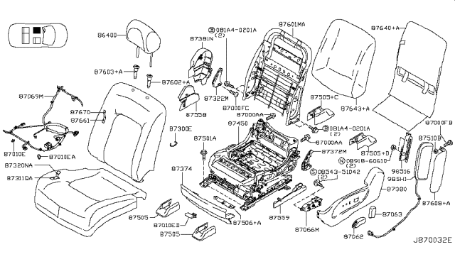 2012 Nissan Murano Front Seat Diagram 1