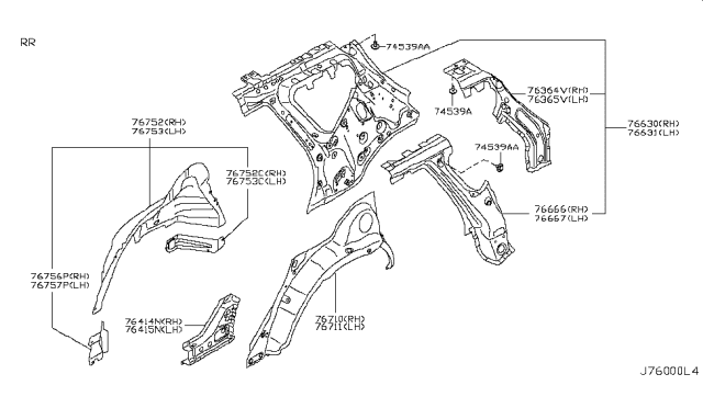 2008 Nissan Murano Pillar-Rear,Inner LH Diagram for G66D1-1AA0A