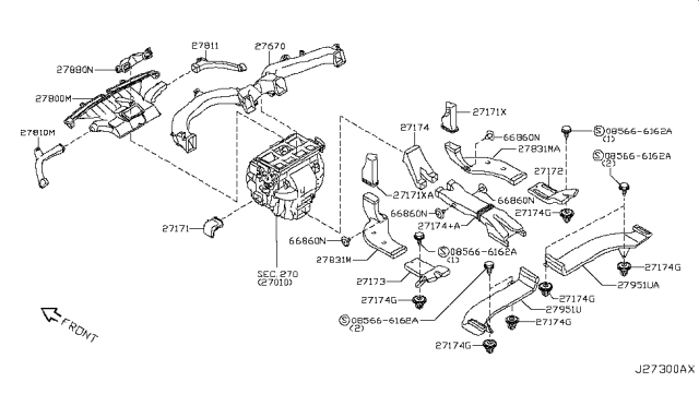 2013 Nissan Murano Duct Diagram for 27933-1AA0A