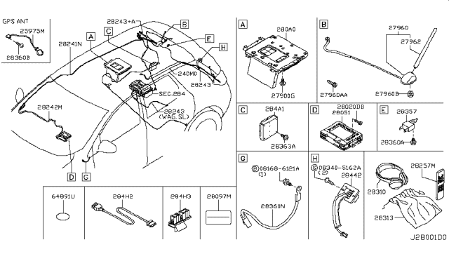 2010 Nissan Murano Rod - Antenna Diagram for 28215-1FC0A