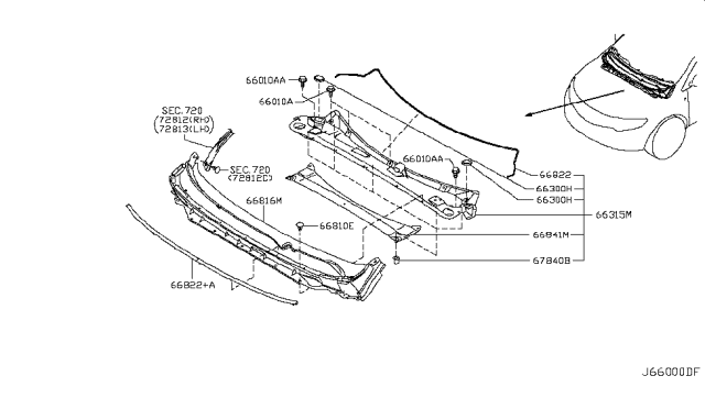 2013 Nissan Murano Cowl Top & Fitting Diagram