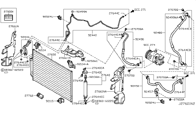 2013 Nissan Murano Condenser,Liquid Tank & Piping Diagram 1