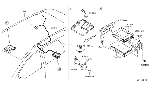 2014 Nissan Murano Bracket Diagram for 25233-1AA0A