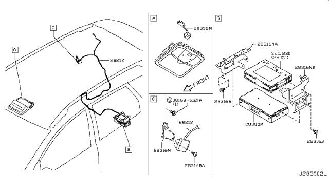 2014 Nissan Murano Bracket Diagram for 25233-1AA0B