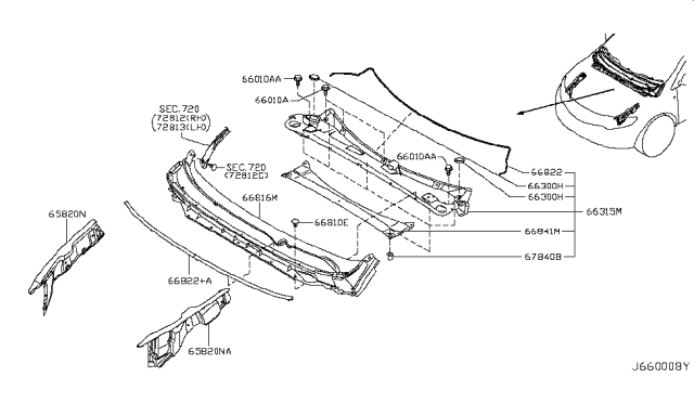 2011 Nissan Murano Extension-Cowl Top Diagram for 66315-1AA0A