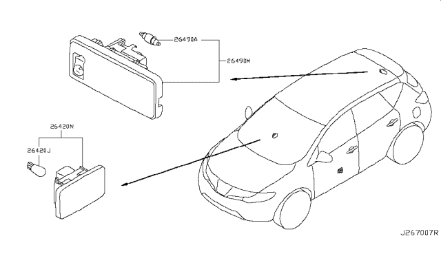 2014 Nissan Murano Lamp Assembly-Luggage Room Diagram for 26490-CA000