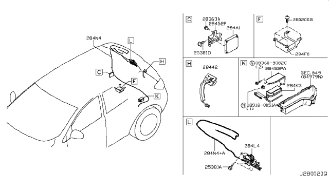 2013 Nissan Murano Controller Assembly - Camera Diagram for 284A1-3ZG0A