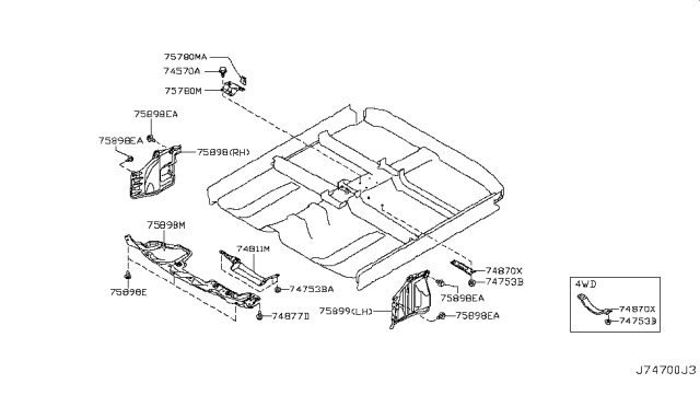 2011 Nissan Murano Bracket Diagram for 74358-1AA0B