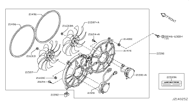 2011 Nissan Murano Radiator,Shroud & Inverter Cooling Diagram 4