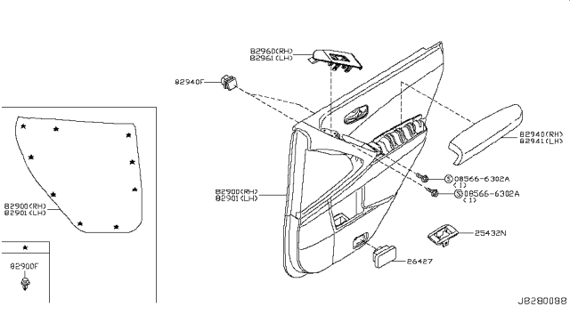 2010 Nissan Murano Rear Door Trimming Diagram