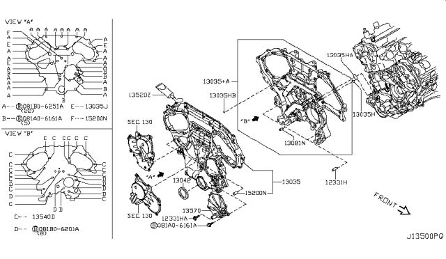 2009 Nissan Murano Front Cover,Vacuum Pump & Fitting Diagram