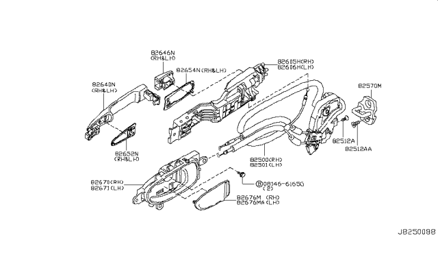 2014 Nissan Murano Rear Door Lock & Handle Diagram