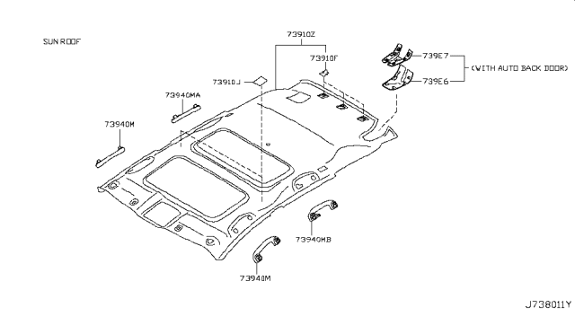 2012 Nissan Murano SUV Roof Trimming Diagram 2