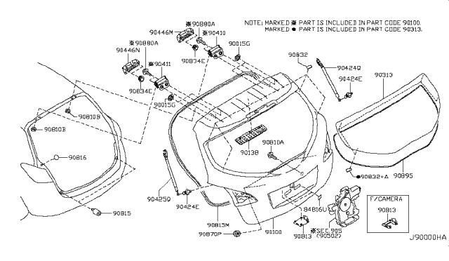 2014 Nissan Murano Door Assy-Back Diagram for 90100-3YR9E