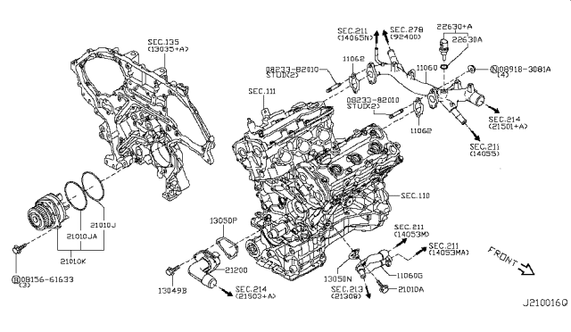 2010 Nissan Murano Water Pump, Cooling Fan & Thermostat Diagram 1