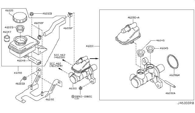 2009 Nissan Murano Cylinder Assy-Brake Master Diagram for D6010-1AA0B