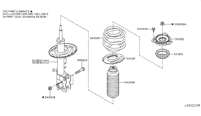 2010 Nissan Murano STRUT Kit Front LH Diagram for E4303-1AA0D