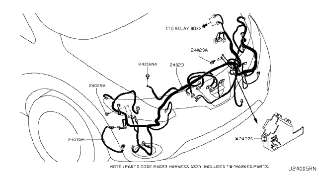 2009 Nissan Murano Harness-Sub Diagram for 24023-1AA0B